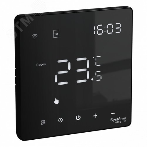 Изображение товара ARTGALLERY ТЕРМОСТАТ программируемый с Wi-Fi для электрического теплого пола, 16 А, моноблочный, ЧЕРНЫЙ (шт)