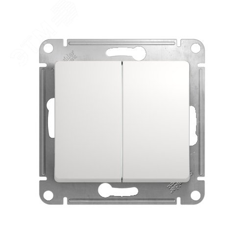 Изображение товара GLOSSA Переключатель двухклавишный в рамку белый схема 6 (шт)
