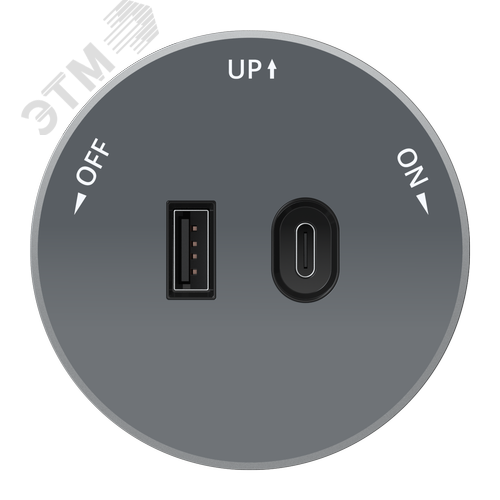 Изображение товара MultiTrack Розетка 2хUSB (тип А+С) 18Вт, 5В/3А Графит (шт)