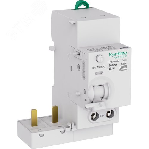 Изображение товара Блок дифференциального тока (ВДТ) 63A 2P 300мА Тип-A-S 230В Systeme9 (шт)