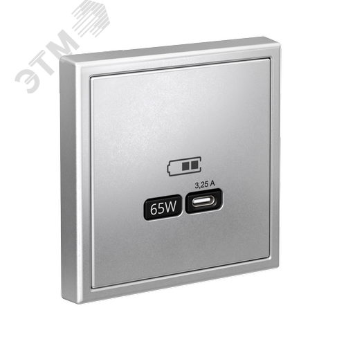 ARTGALLERY USB розетка тип-С 65Вт высокоскор.заряд. QC, PD, механизм, алюминий - фото 4