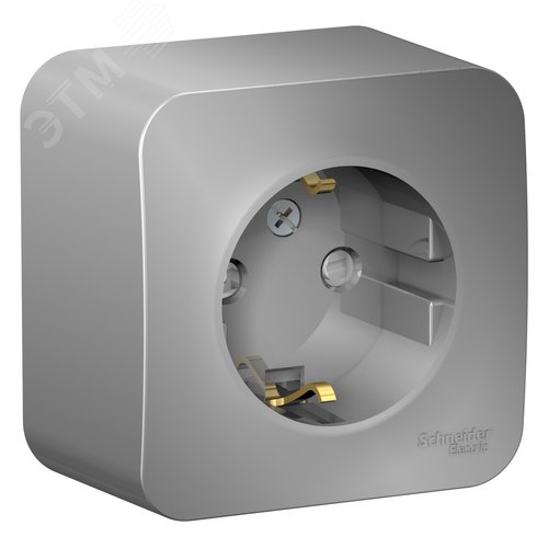 BLANCA розетка наружная с заземлением со шторками с изолирующей пластиной, 16А, 250В, алюминий - фото 3