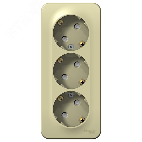 Розетка открытой установки BLANCA трехпостовая с заземлением со шторками, с изолирующей пластиной, 16А, 250В, бежевый - фото 6