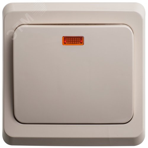 ЭТЮД Переключатель одноклавишный скрытый с индикацией бежевый - фото 5