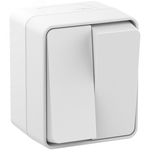 AtlasDesign Profi54 выключатель двухклавишный IP54 10 АХ, БЕЛЫЙ, Россия - фото 4