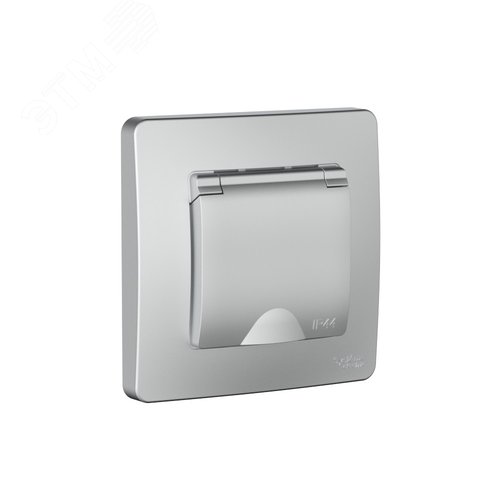 BLANCA С/У IP44 РОЗЕТКА с заземл. со шторк., с крышкой, 16А, 250В, АЛЮМИНИЙ - фото 1