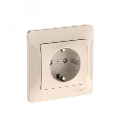 GLOSSA РОЗЕТКА с заземлением со шторками, 16А, в сборе, быстрозажимные клеммы, БЕЖЕВЫЙ - фото 1