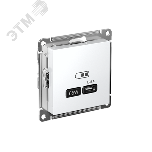ATLASDESIGN USB РОЗЕТКА тип-C 65W высокоскор.заряд. QC, PD, механизм, БЕЛЫЙ - фото 1