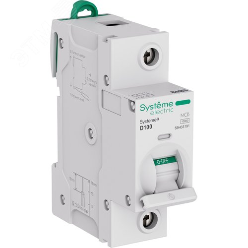 Изображение товара Выключатель автоматический (АВ) 27мм D 100A 1P 10 kA 230В Systeme9 (шт)