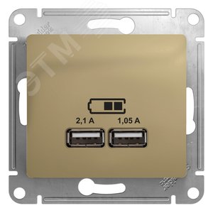 GLOSSA Механизм розетки USB в рамку, 5В/2100мА    титан