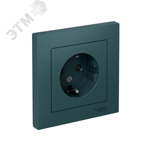 Изображение товара Розетка ATLASDESIGN с заземлением со шторками 16А в сборе изумруд (шт)