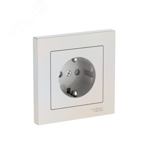 ATLASDESIGN РОЗЕТКА с заземлением со шторками, 16А, в сборе, быстрозажимные клеммы, ЖЕМЧУГ - фото 1