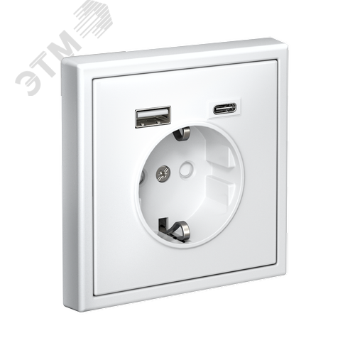 ARTGALLERY розетка 16А с 2 USB A+C, 5В/2,4А/3,0А, 2х5В/1,5А, механизм, белый - фото 4