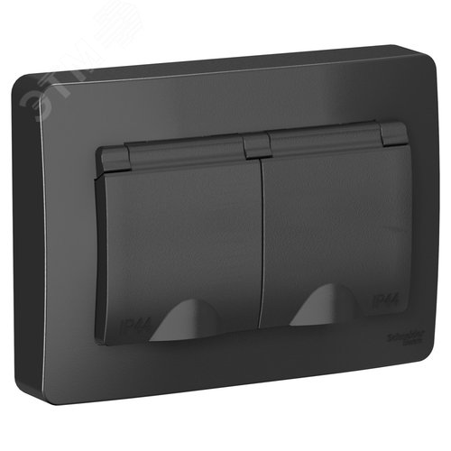 Изображение товара BLANCA скрытой установки IP 44 розетка двойная с заземлением со шторками, 16А, 250В, антрацит (шт)