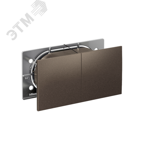 Изображение товара Розетка ATLASDESIGN двойная с заземлением со шторками сдвижная крышка 16А в сборе мокко (шт)