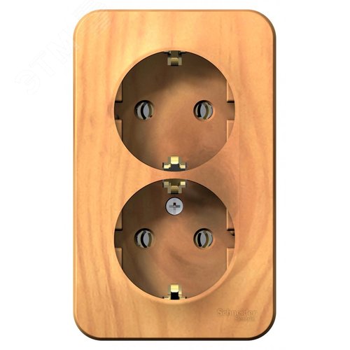 Розетка BLANCA наружная двойная, с заземлением, без шторок, с изолирующей пластиной, 16А, 250В, ясень - фото 3