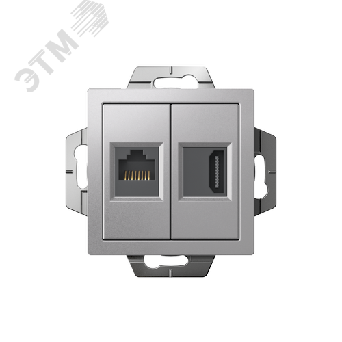 ATLASDESIGN РОЗЕТКА двойная HDMI+RJ45, кат.5Е, механизм, АЛЮМИНИЙ - фото 2