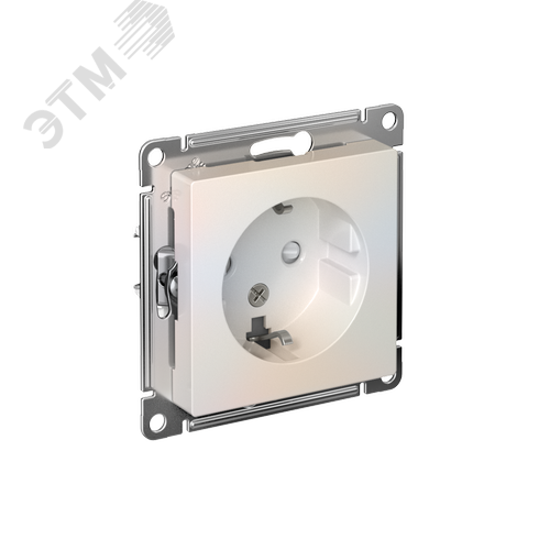Изображение товара Розетка ATLASDESIGN с заземлением со шторками 16А механизм жемчуг (шт)