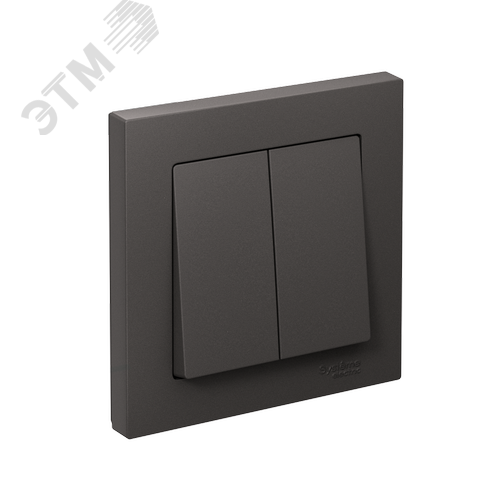 ATLASDESIGN 2-клавишный ВЫКЛЮЧАТЕЛЬ, сх.5, 10АХ, в сборе, БАЗАЛЬТ - фото 1