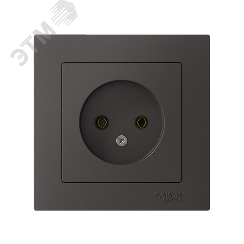 ATLASDESIGN РОЗЕТКА двойная без заземления со шторками,16А, в сборе, БАЗАЛЬТ - фото 3