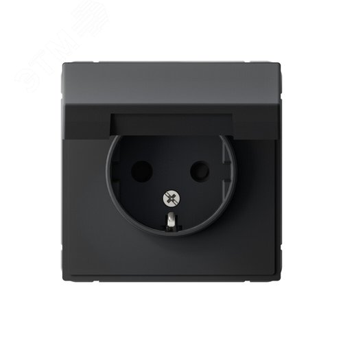 ARTGALLERY розетка с заземл. со шторк. с крышкой, 16А, IP20, механизм, карбон - фото 1