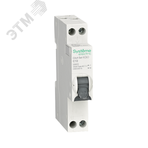Изображение товара Выключатель автоматический дифференциального тока АВДТ 1П+Н C10 4500A 30мА AC 18мм City9 Set (шт)