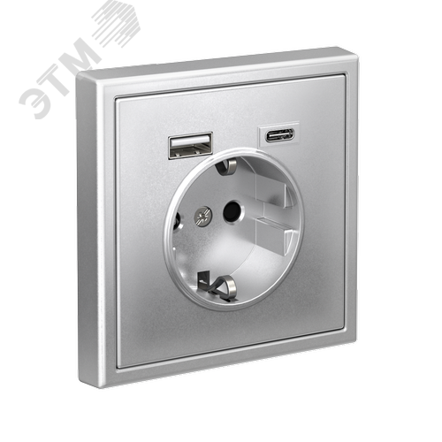 ARTGALLERY розетка 16А с 2 USB A+C, 5В/2,4А/3,0А, 2х5В/1,5А, механизм, алюминий - фото 4