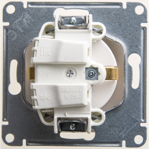 GLOSSA Розетка с заземлением со шторками перламутр в рамку - фото 2