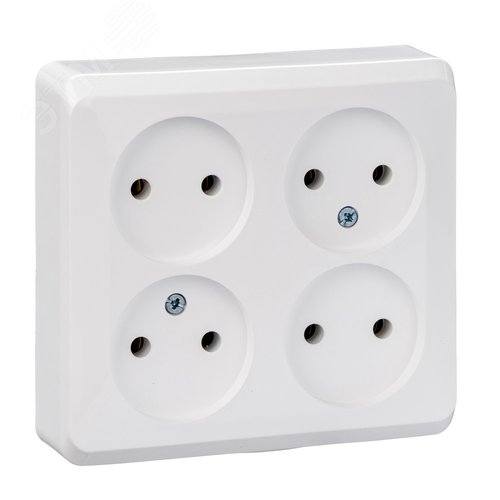 ЭТЮД Розетка четырехместная наружная без заземления без шторок 16А 250B белая - фото 4