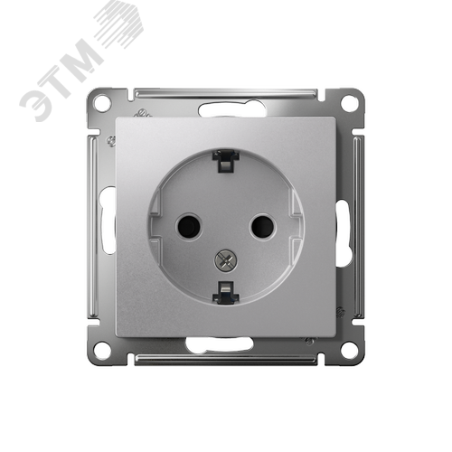 Розетка ATLASDESIGN с заземлением со шторками 16А механизм алюминий - фото 7