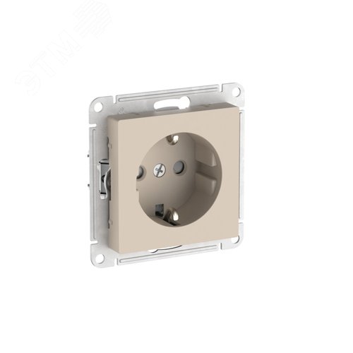 ATLASDESIGN РОЗЕТКА с заземлением со шторками, 16А, быстрозажимные клеммы, ПЕСОЧНЫЙ - фото 1