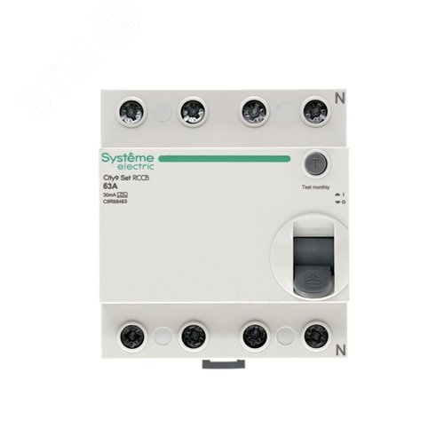 Выключатель дифференциального тока (ВДТ) 63А 4P 30мА Тип-A 400В City9 Set - фото 2