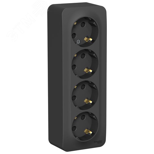 Розетка BLANCA наружная 4-я с заземлением со шторками с изоляционной пластиной 16А 250В антрацит - фото 5