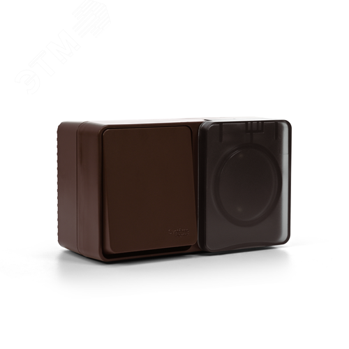 AtlasDesign PROFI IP54 О/У БЛОК: РОЗ. з/к со шт. 16А, ВЫКЛ.1-клав.10А, КОРИЧНЕВЫЙ - фото 4