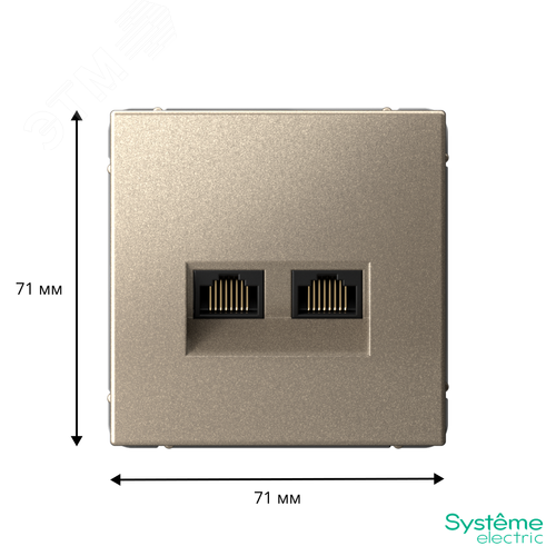 ARTGALLERY РОЗЕТКА двойная компьютерная RJ45+RJ45, кат.6А, механизм, ШАМПАНЬ - фото 3