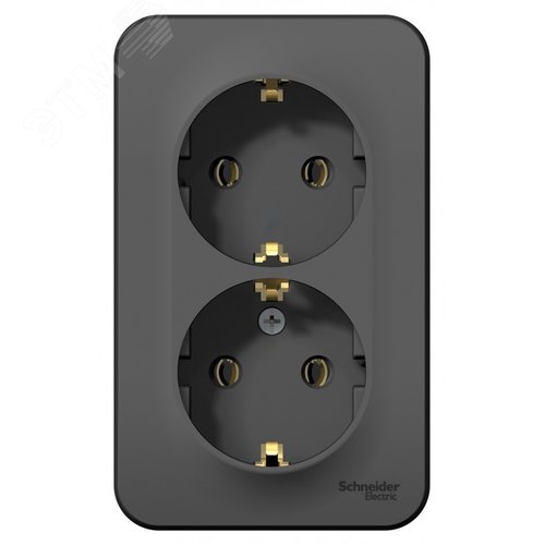 BLANCA  розетка наружная  двойная с заземлением без шторок, 16А, 250В, антрацит - фото 3