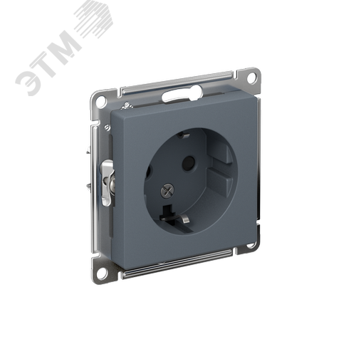 Изображение товара Розетка ATLASDESIGN с заземлением со шторками 16А механизм грифель (шт)