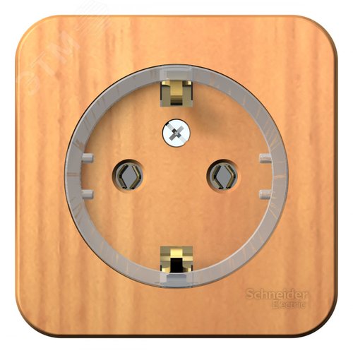 Розетка BLANCA наружная, с заземлением, без шторок, (тонкая), 16А, 250В, ясень - фото 1