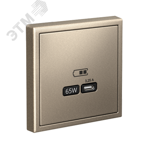 ARTGALLERY USB розетка тип-С 65Вт высокоскор.заряд. QC, PD, механизм, шампань - фото 4