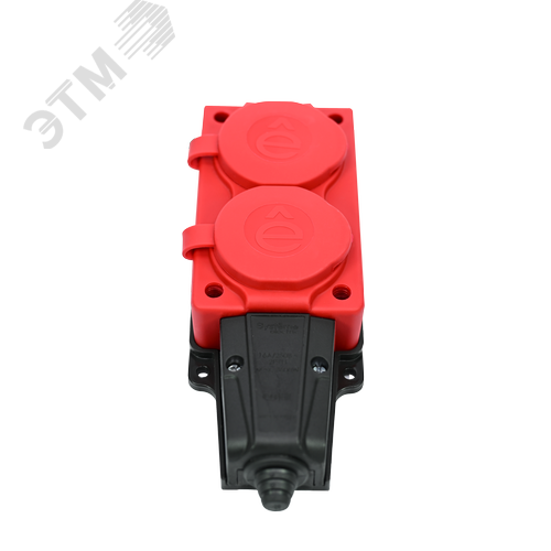 MultiSet Колодка 2х розетка 2К+З каучуковая 16А/250В IP44 Красная - фото 2