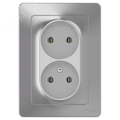 BLANCA скрытой установки розетка двойная без заземления без шторок, 16А, 250В, алюминий - фото 5