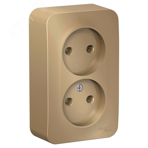 Изображение товара Розетка BLANCA наружная двойная, без заземления, без шторок, с изолирующей пластиной, 16А, 250В, титан (шт)