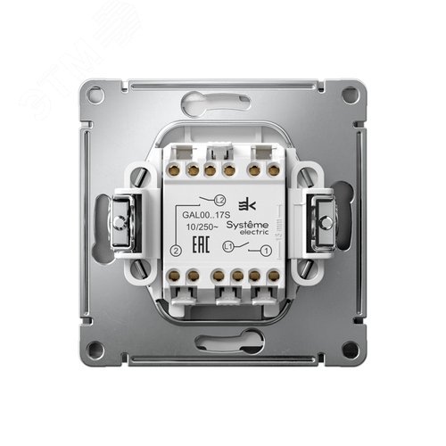 ARTGALLERY 2-клавишный ВЫКЛЮЧАТЕЛЬ КНОПОЧНЫЙ, 10АХ, механизм, быстрозажимные клеммы, СТАЛЬ - фото 2