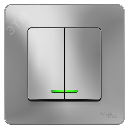 BLANCA скрытой установки двухклавишный выключатель (cх.5) с подсветкой, 10A, 250B, алюминий - фото 3