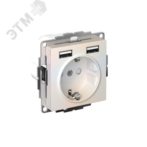 Изображение товара РОЗЕТКА ATLASDESIGN 16А c 2 USB A+A, 5В/2,4А, 2х5В/1,2А, механизм, ЖЕМЧУГ (шт)