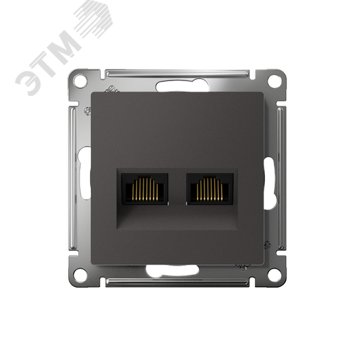 ATLASDESIGN РОЗЕТКА двойная компьютерная RJ45+RJ45, кат.5Е, механизм, БАЗАЛЬТ - фото 2