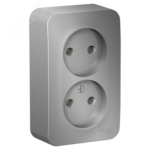 Изображение товара BLANCA Розетка наружная двойная без заземления без шторок, 16А, 250В, алюминий (шт)