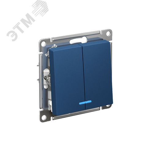 Изображение товара ATLASDESIGN выключатель двухклавишный с подсветкой, сх.5а, 10АХ, механизм, АКВАМАРИН (шт)