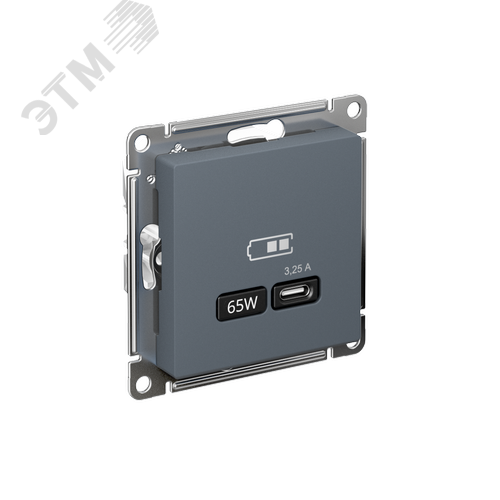 ATLASDESIGN USB РОЗЕТКА тип-C 65W высокоскор.заряд. QC, PD, механизм, ГРИФЕЛЬ - фото 1