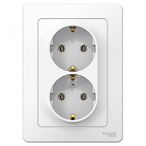 BLANCA скрытой установки розетка двойная с заземлением без шторок, 16А, 250В, белый - фото 5